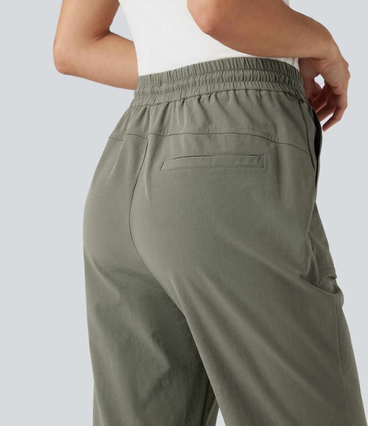 High Waisted Drawstring Bootcut Hiking Pants with Pockets