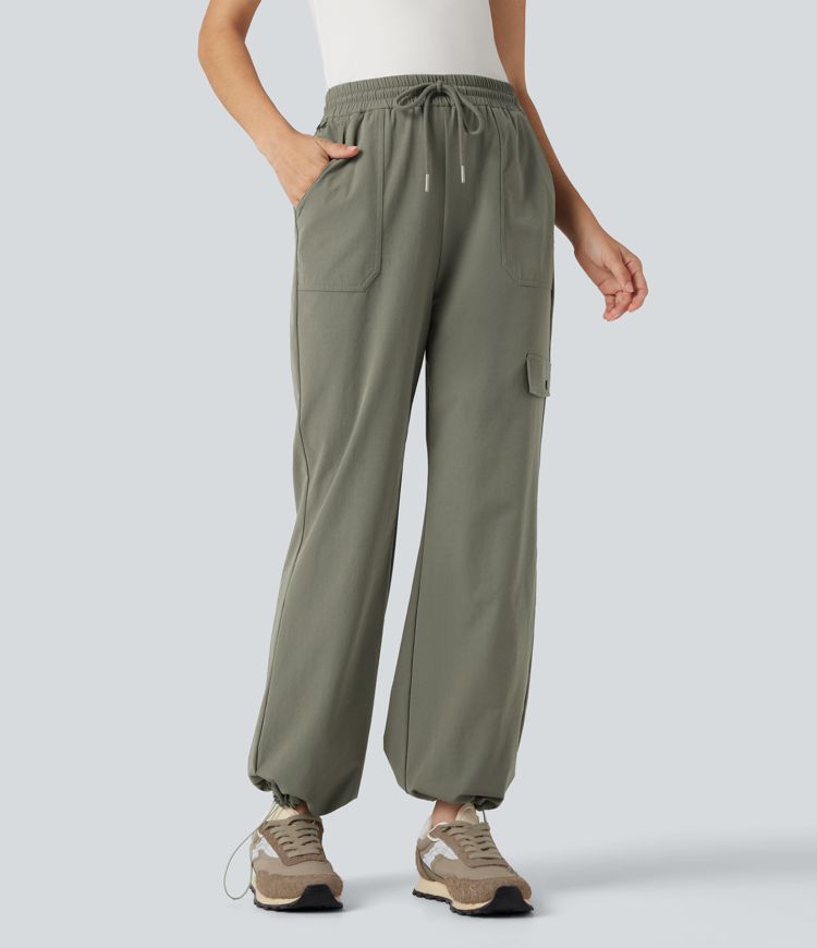 High Waisted Drawstring Bootcut Hiking Pants with Pockets