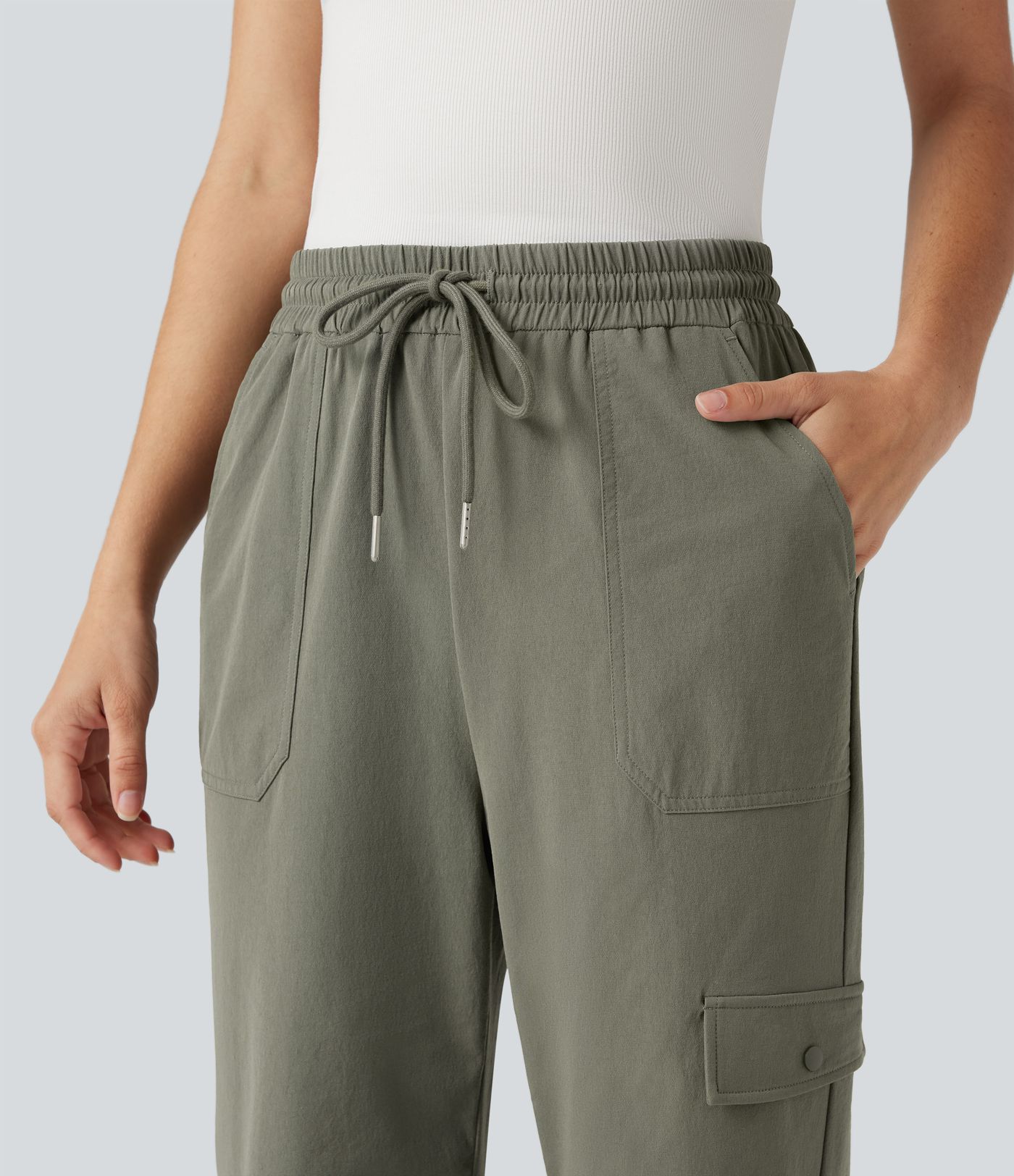 High Waisted Drawstring Bootcut Hiking Pants with Pockets