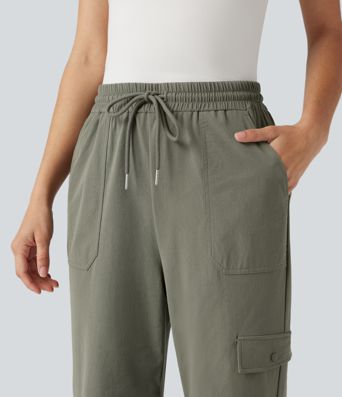 High Waisted Drawstring Bootcut Hiking Pants with Pockets