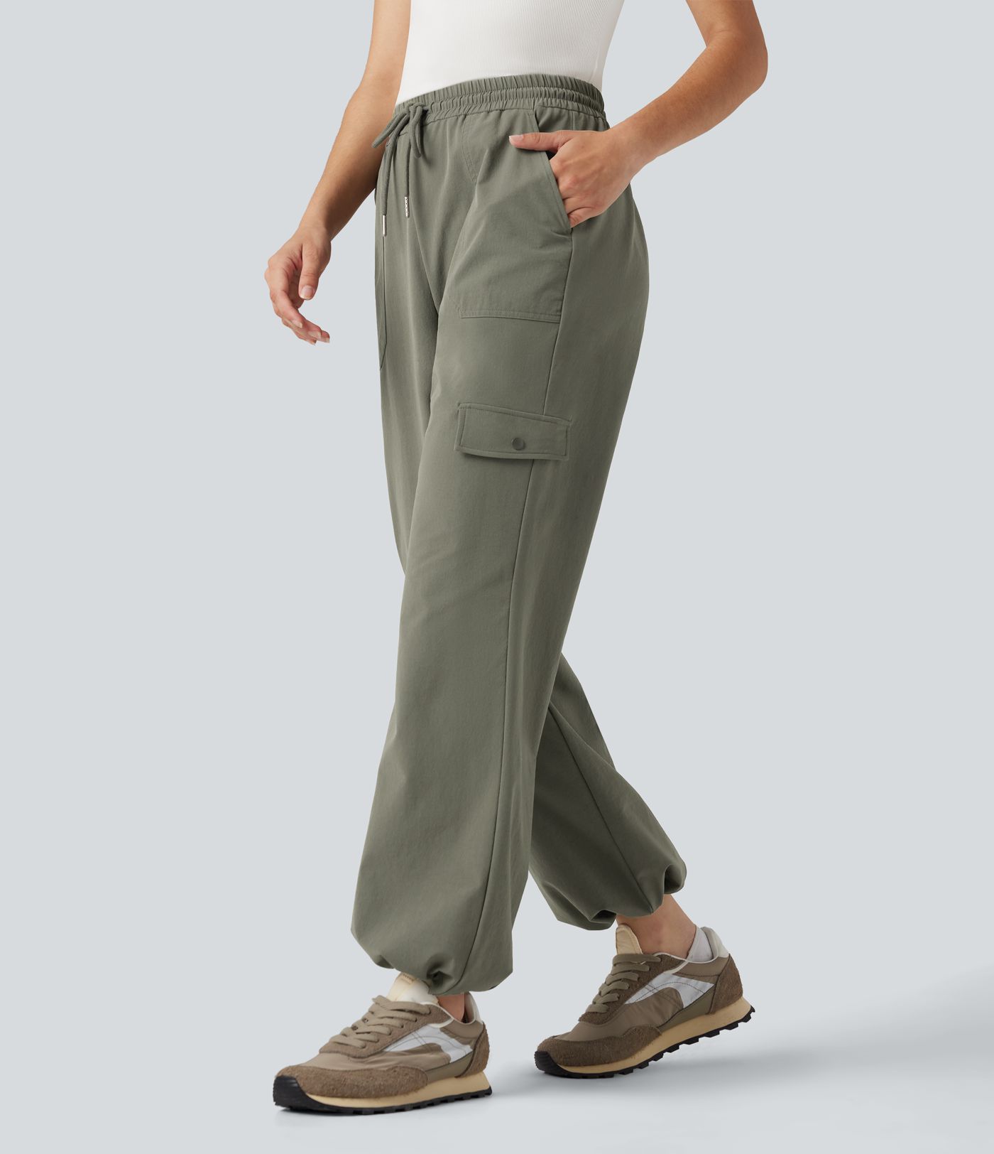 High Waisted Drawstring Bootcut Hiking Pants with Pockets