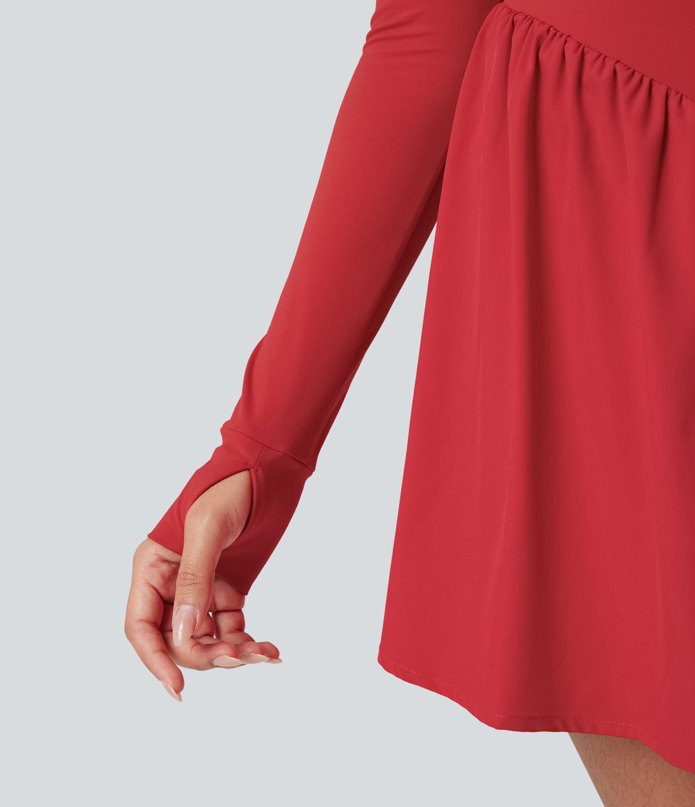 Halara UltraSculpt™ Push-Up Long Sleeve Thumb Hole 2-in-1 Mini Tennis Active Dress with Pocket