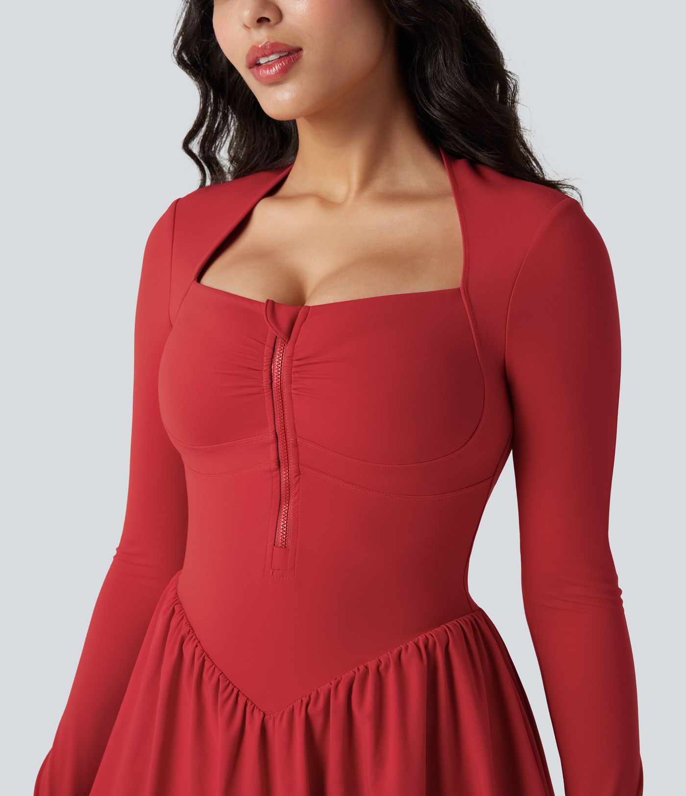 Halara UltraSculpt™ Push-Up Long Sleeve Thumb Hole 2-in-1 Mini Tennis Active Dress with Pocket