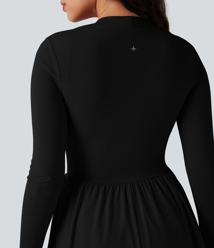 Halara UltraSculpt™ Push-Up Long Sleeve Thumb Hole 2-in-1 Mini Tennis Active Dress with Pocket
