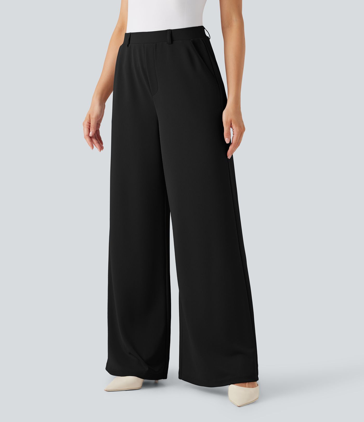Halara Flex™ High Waisted Palazzo Wide Leg Crepe Work Pants with Pockets