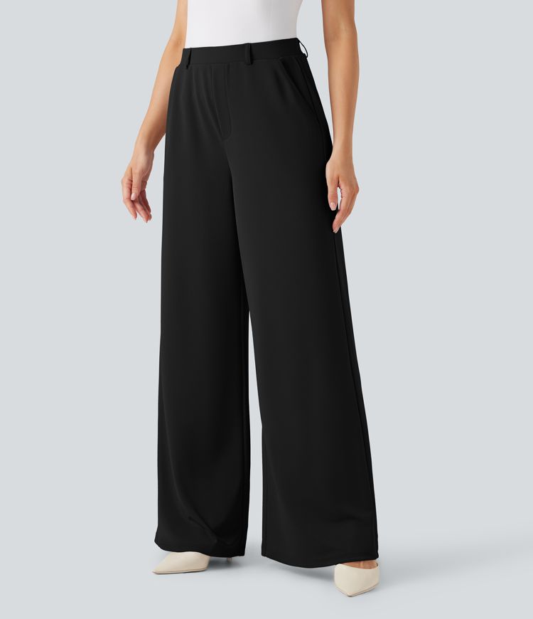Halara Flex™ High Waisted Palazzo Wide Leg Crepe Work Pants with Pockets