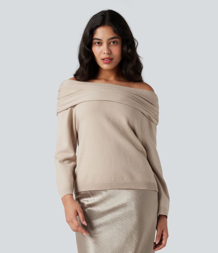 Pull épaules dénudées manches longues