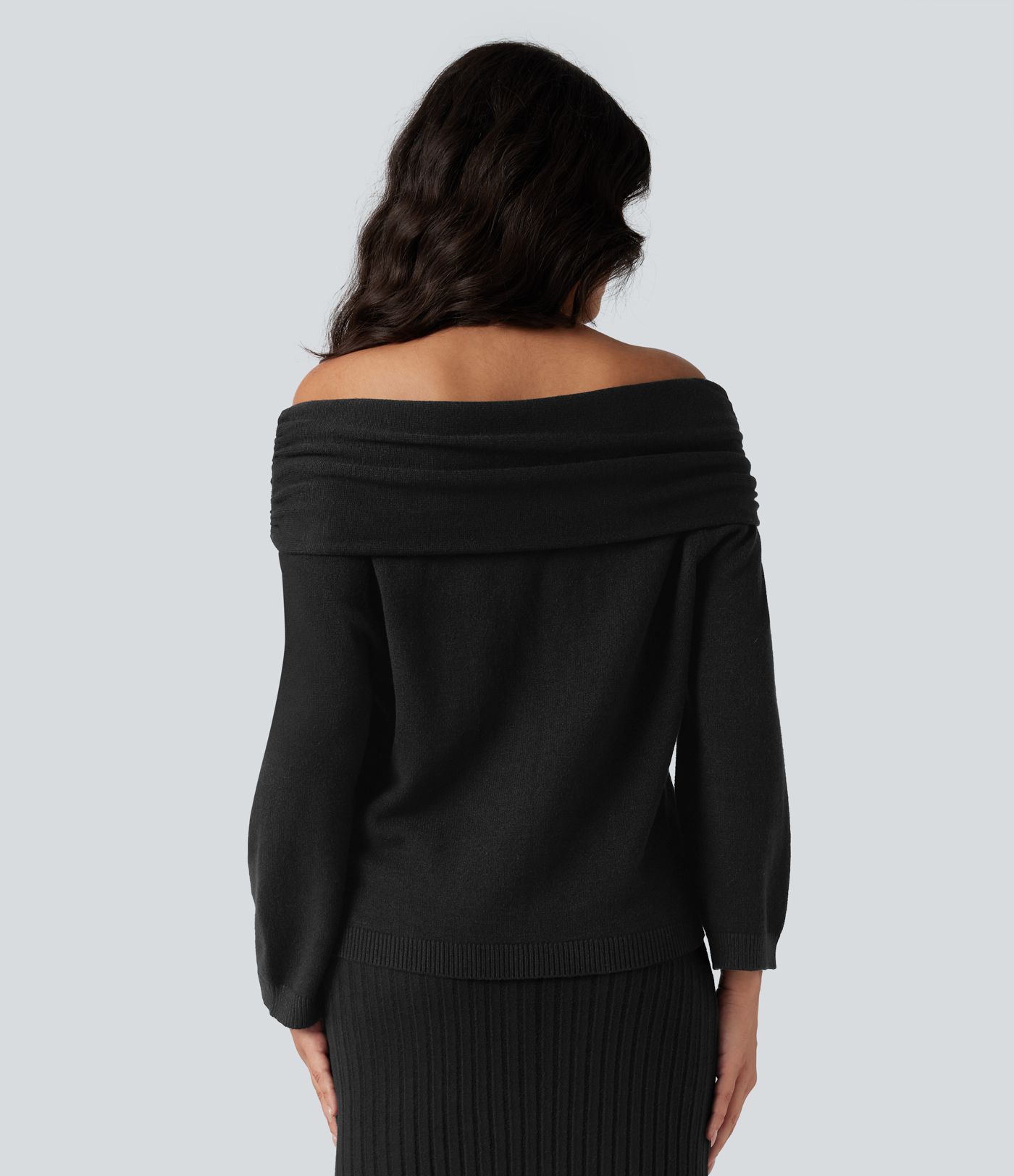 Off-shoulder Long Sleeve Work Sweater