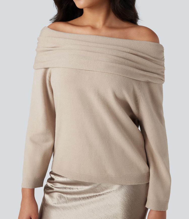 Pull épaules dénudées manches longues