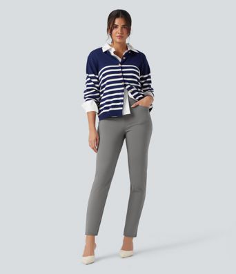 Halara Flex™ zúžené pracovní kalhoty 7/8 s vysokým pasem a kapsami