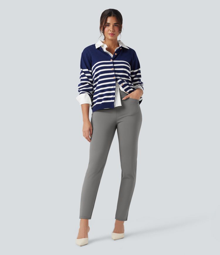 Halara Flex™ zúžené pracovní kalhoty 7/8 s vysokým pasem a kapsami