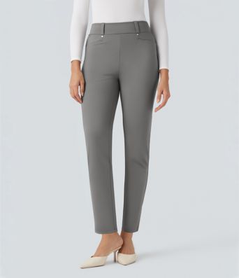 Halara Flex™ zúžené pracovní kalhoty 7/8 s vysokým pasem a kapsami