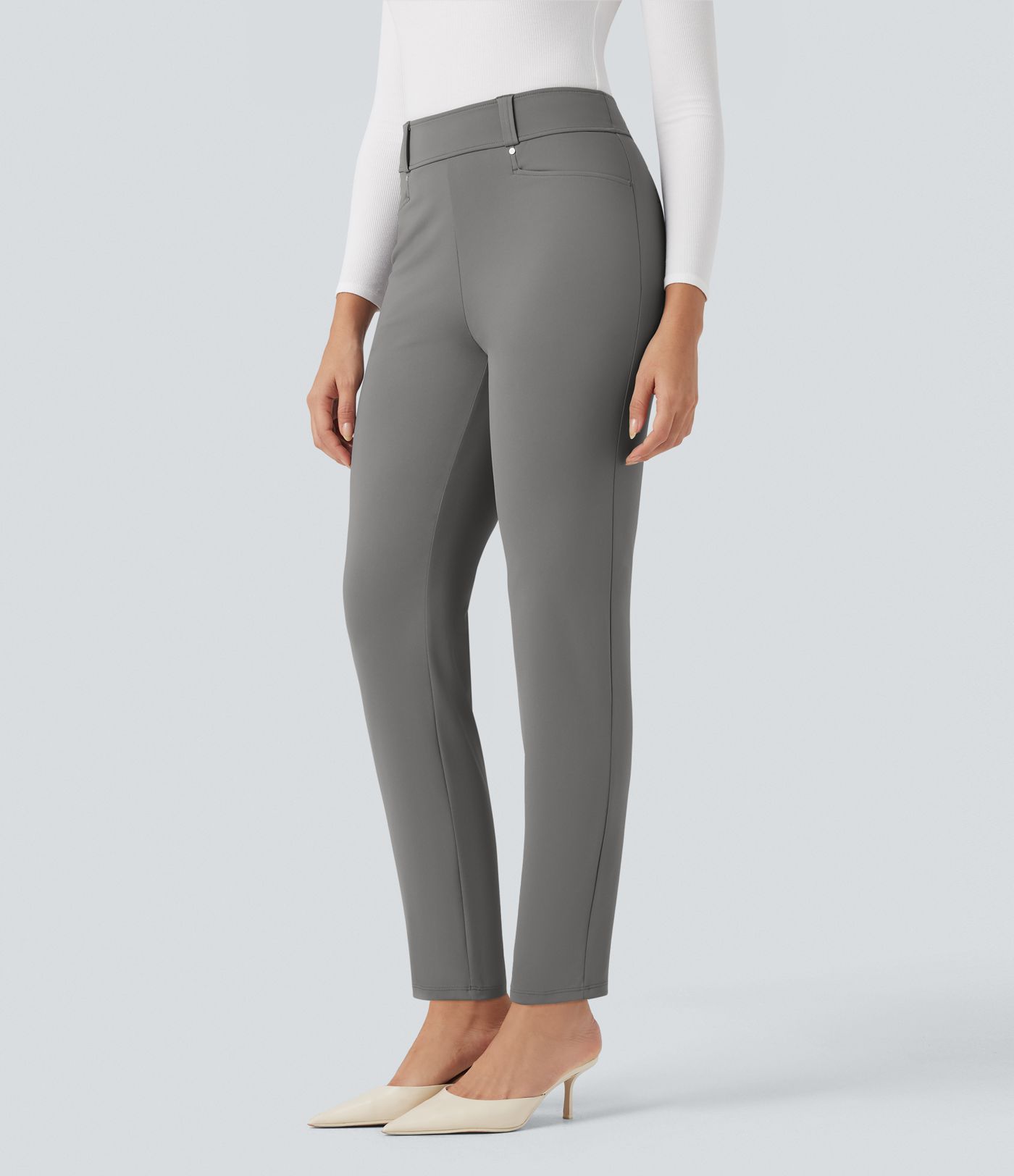 Halara Flex™ zúžené pracovní kalhoty 7/8 s vysokým pasem a kapsami