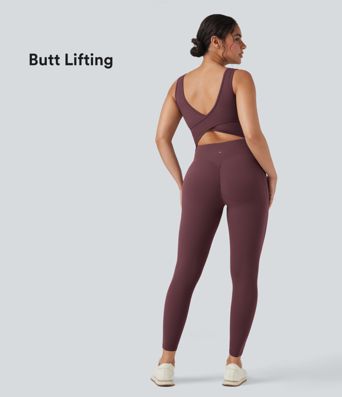 Halara UltraSculpt™ V Neck Butt Lifting Workout Jumpsuit with Pockets