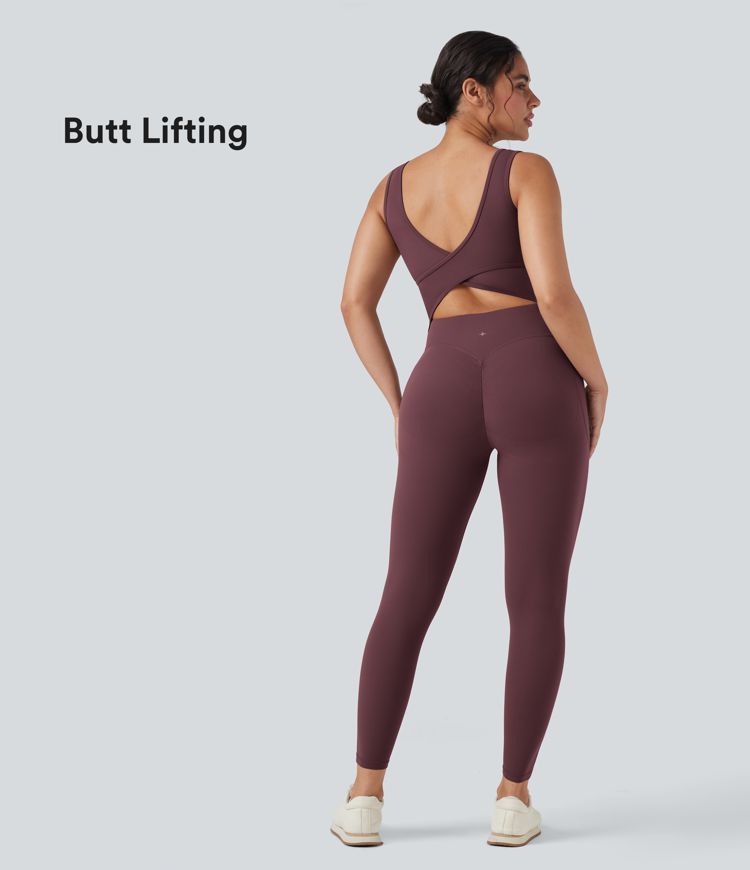Halara UltraSculpt™ V Neck Butt Lifting Workout Jumpsuit with Pockets