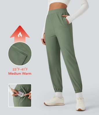 Jogging polaire thermique taille haute avec poches