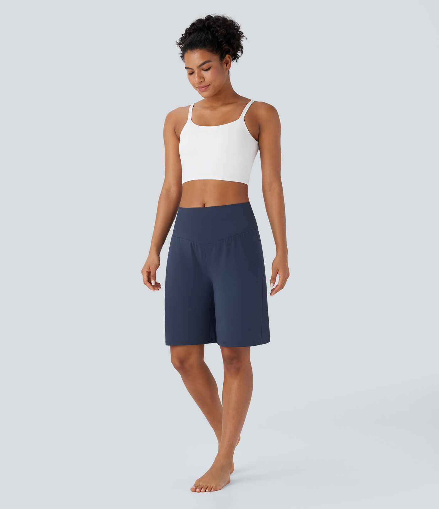 Short de Yoga Bermuda Taille Haute SoftlyZero™ avec Poches, Toucher Frais et Aérien