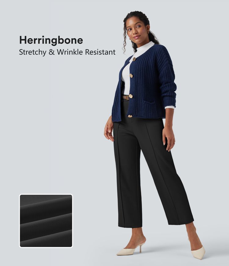 Halara Flex™ High Waisted Straight Leg Herringbone Work Pants with Pockets