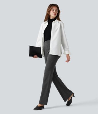 Halara Flex™ High Waisted Houndstooth Flare Suit Work Pants with Pockets Halara Flex™ High Waisted Houndstooth Flare Suit Work Pants with Pockets