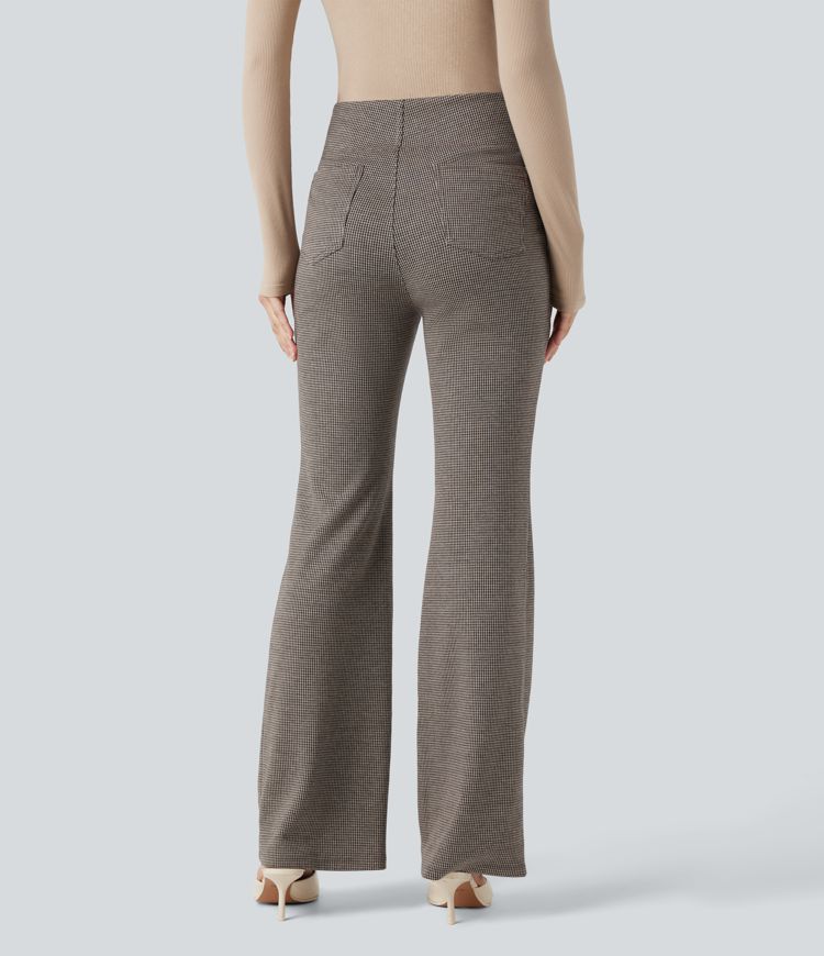 Halara Flex™ High Waisted Houndstooth Flare Work Pants with Pockets