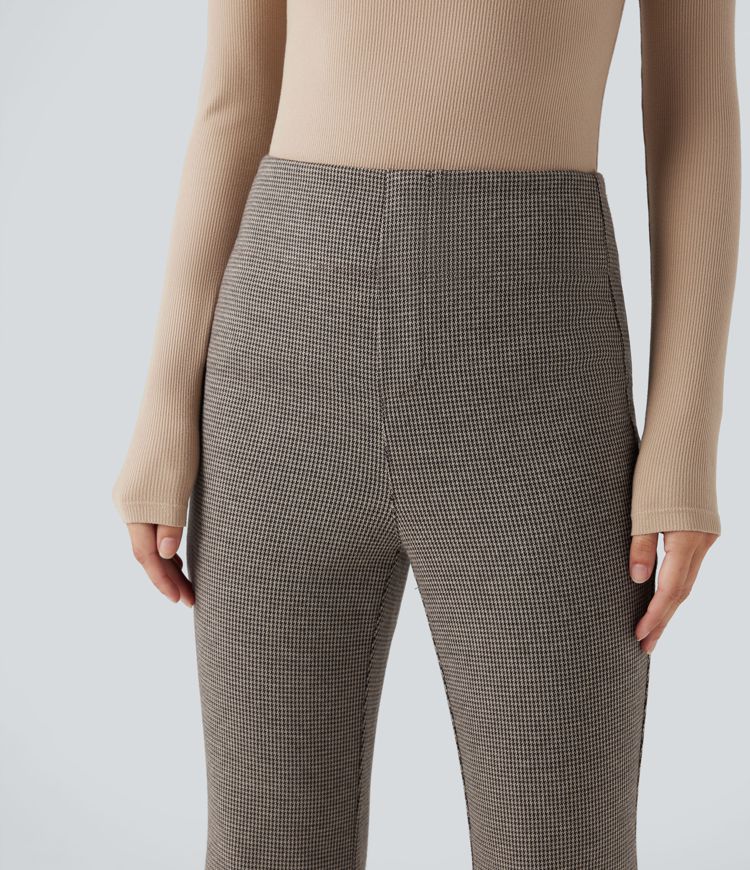 Halara Flex™ High Waisted Houndstooth Flare Work Pants with Pockets