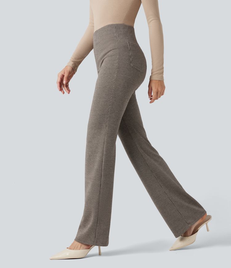 Halara Flex™ High Waisted Houndstooth Flare Work Pants with Pockets