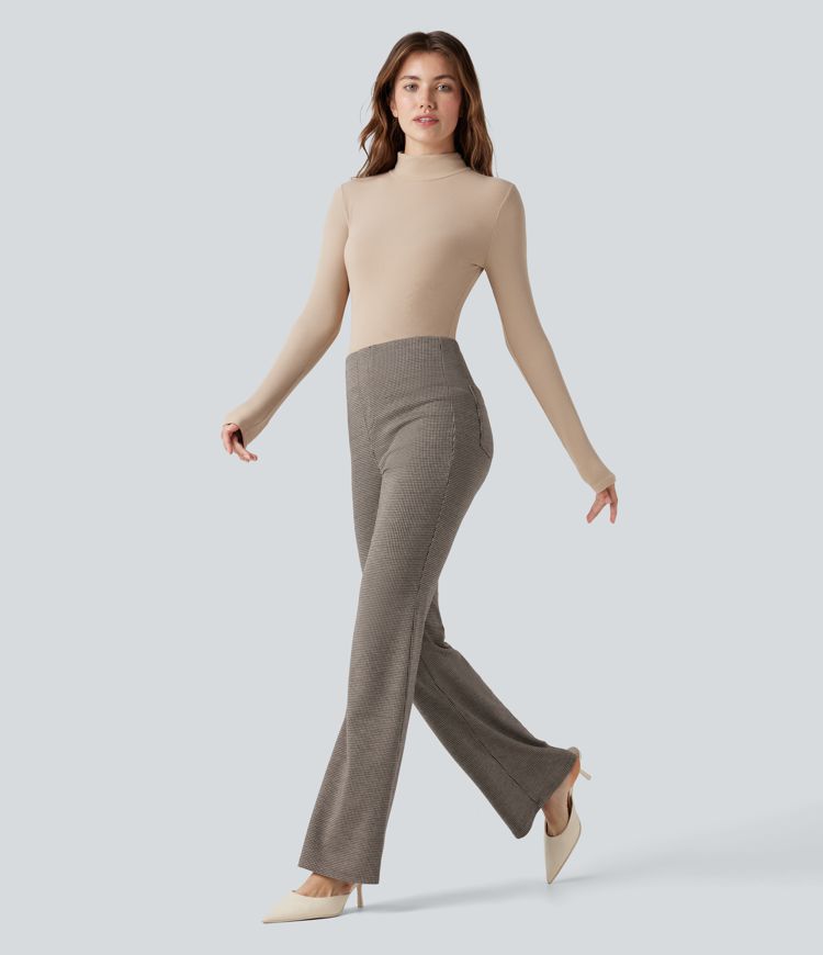 Halara Flex™ High Waisted Houndstooth Flare Work Pants with Pockets