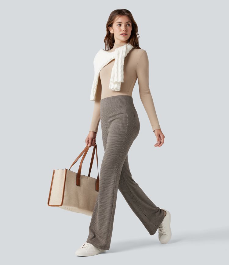 Halara Flex™ High Waisted Houndstooth Flare Work Pants with Pockets