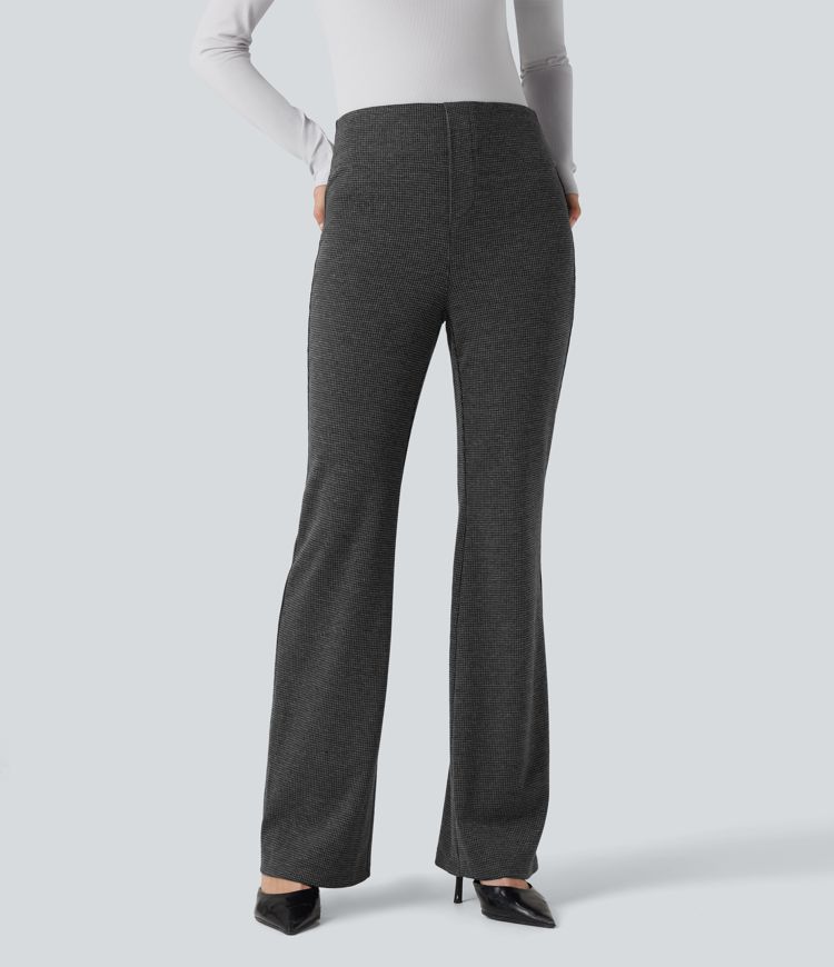 Halara Flex™ High Waisted Houndstooth Flare Suit Work Pants with Pockets Halara Flex™ High Waisted Houndstooth Flare Suit Work Pants with Pockets