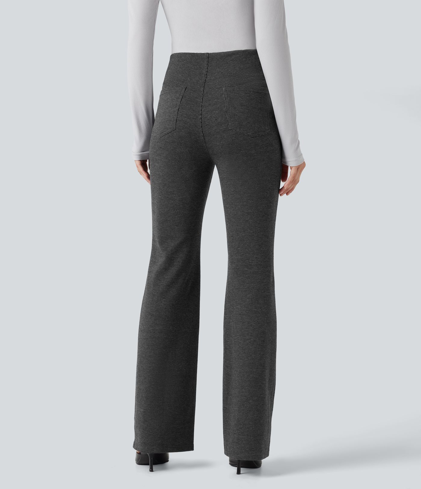 Halara Flex™ High Waisted Houndstooth Flare Suit Work Pants with Pockets Halara Flex™ High Waisted Houndstooth Flare Suit Work Pants with Pockets