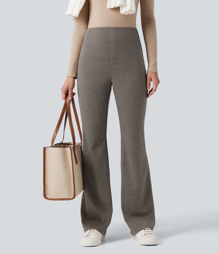 Halara Flex™ High Waisted Houndstooth Flare Work Pants with Pockets