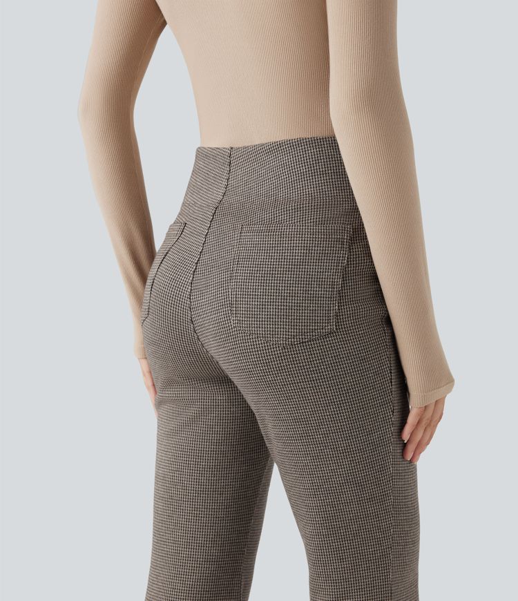 Halara Flex™ High Waisted Houndstooth Flare Work Pants with Pockets