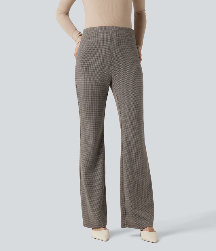 Halara Flex™ High Waisted Houndstooth Flare Work Pants with Pockets