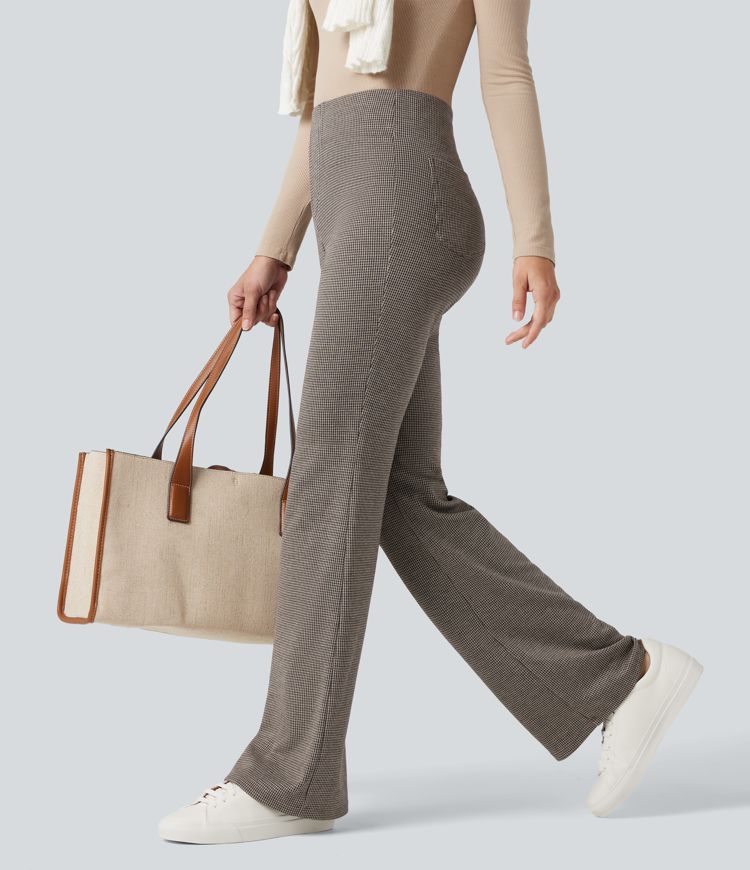 Halara Flex™ High Waisted Houndstooth Flare Work Pants with Pockets