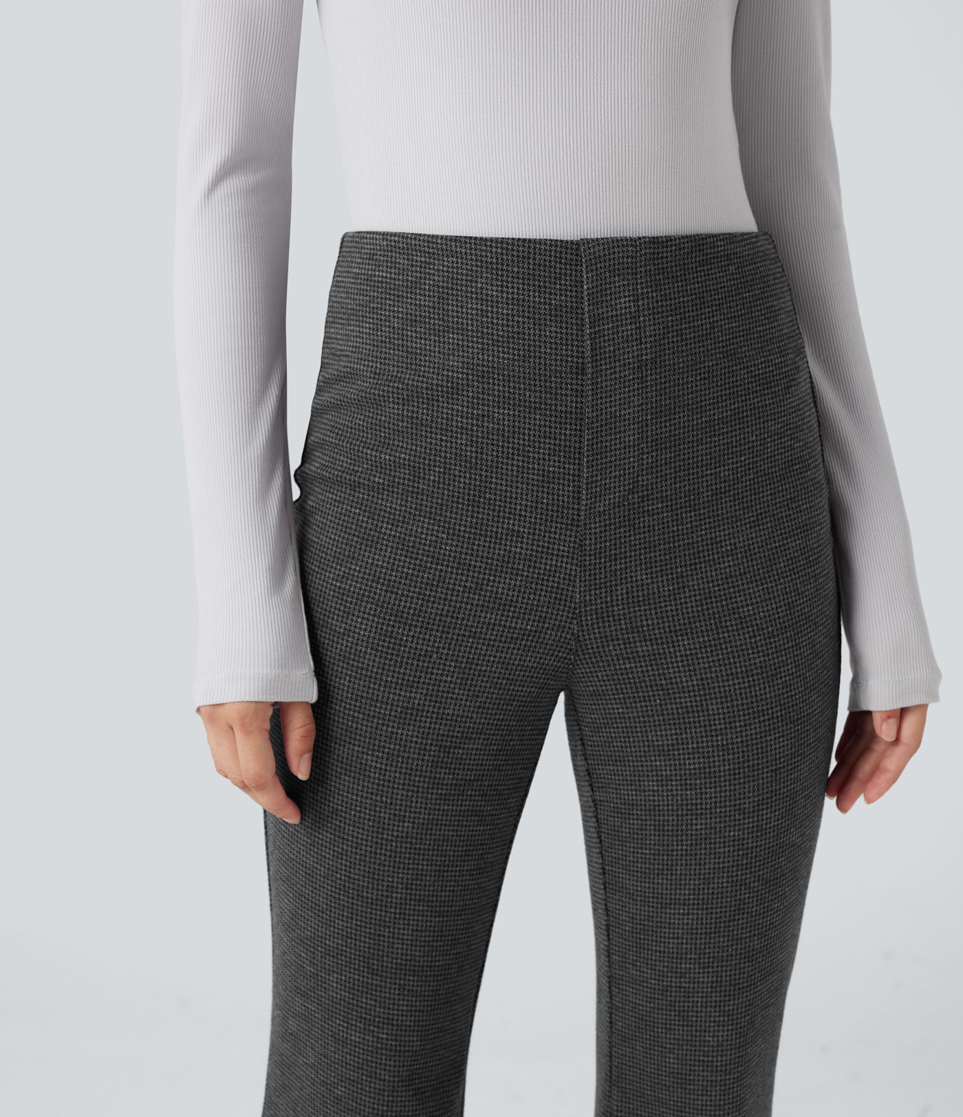 Halara Flex™ High Waisted Houndstooth Flare Suit Work Pants with Pockets Halara Flex™ High Waisted Houndstooth Flare Suit Work Pants with Pockets