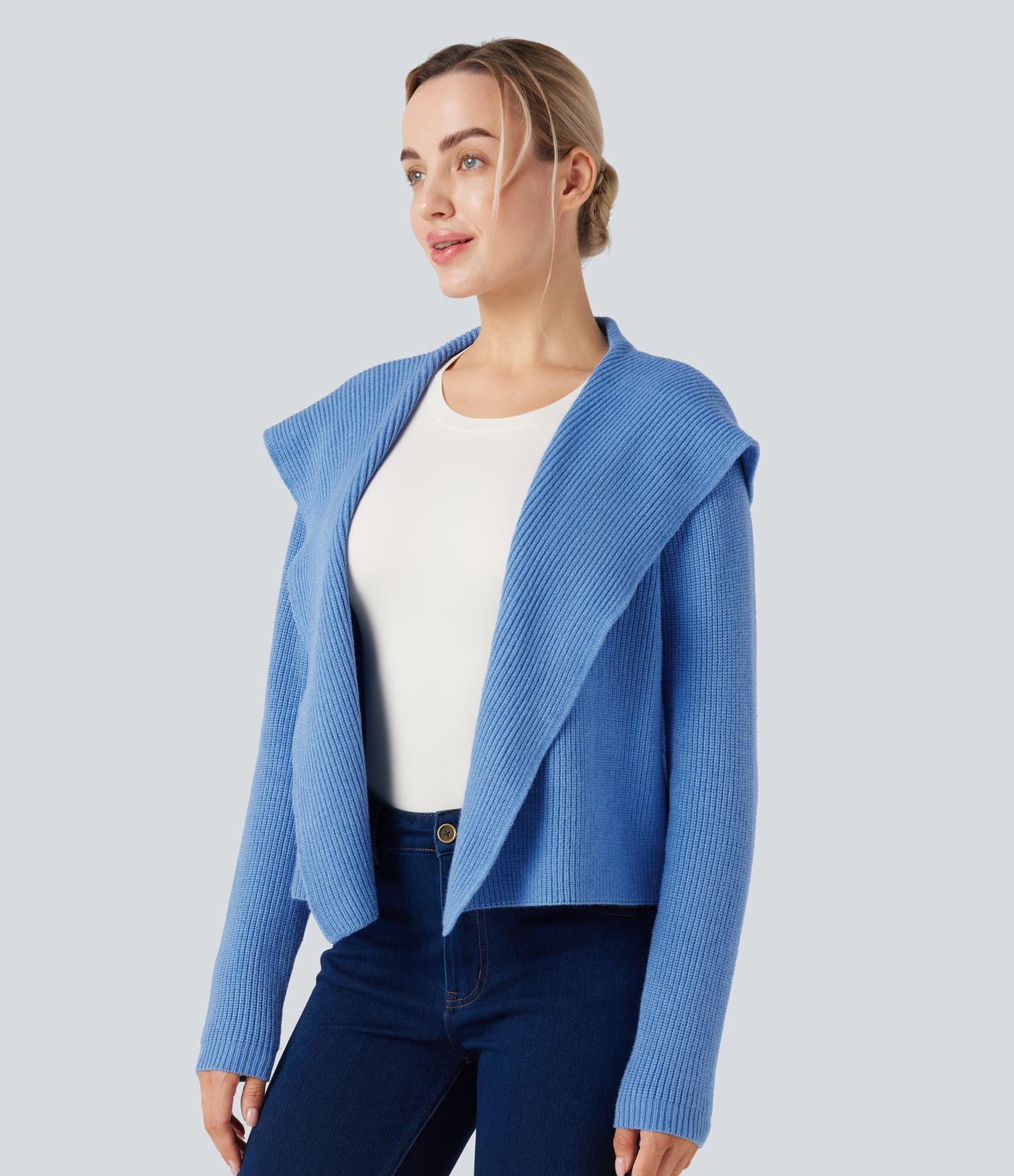 Hooded Long Sleeve Open Front Casual Cardigan