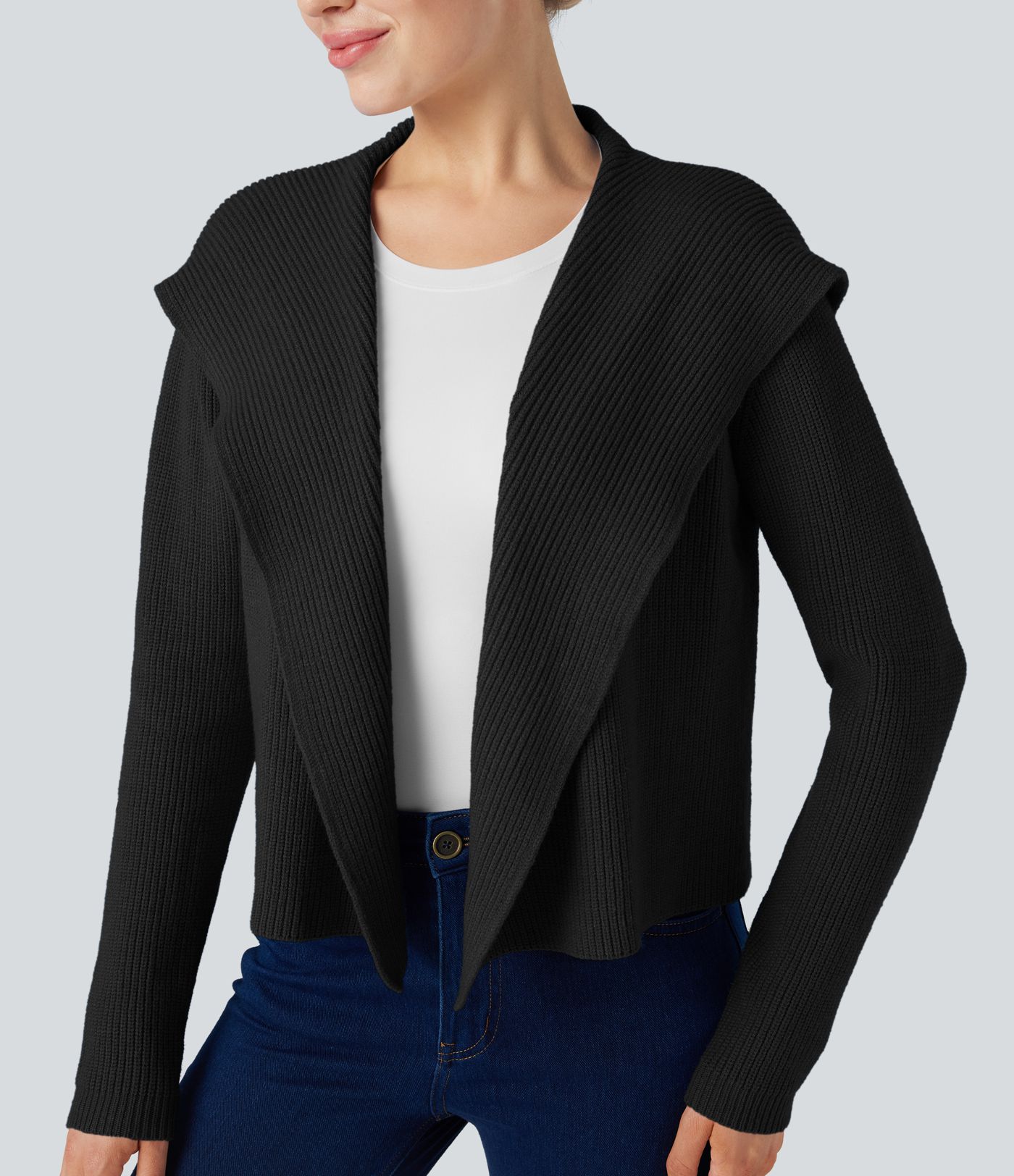 Hooded Long Sleeve Open Front Casual Cardigan