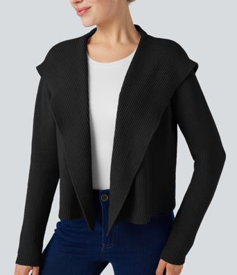 Hooded Long Sleeve Open Front Casual Cardigan