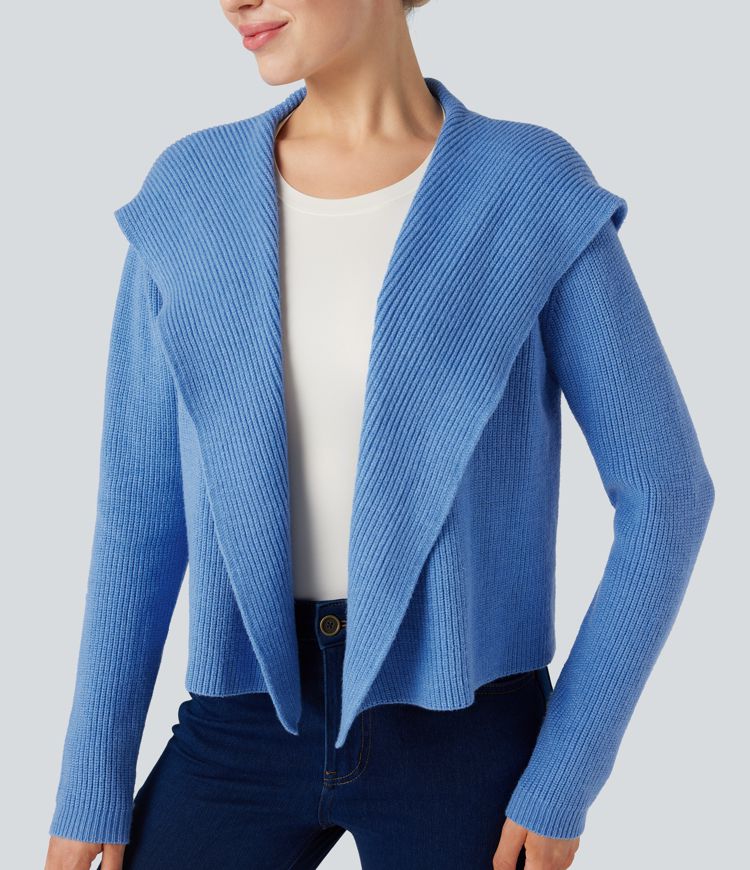 Hooded Long Sleeve Open Front Casual Cardigan