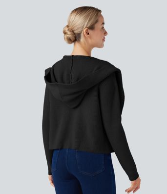 Hooded Long Sleeve Open Front Casual Cardigan