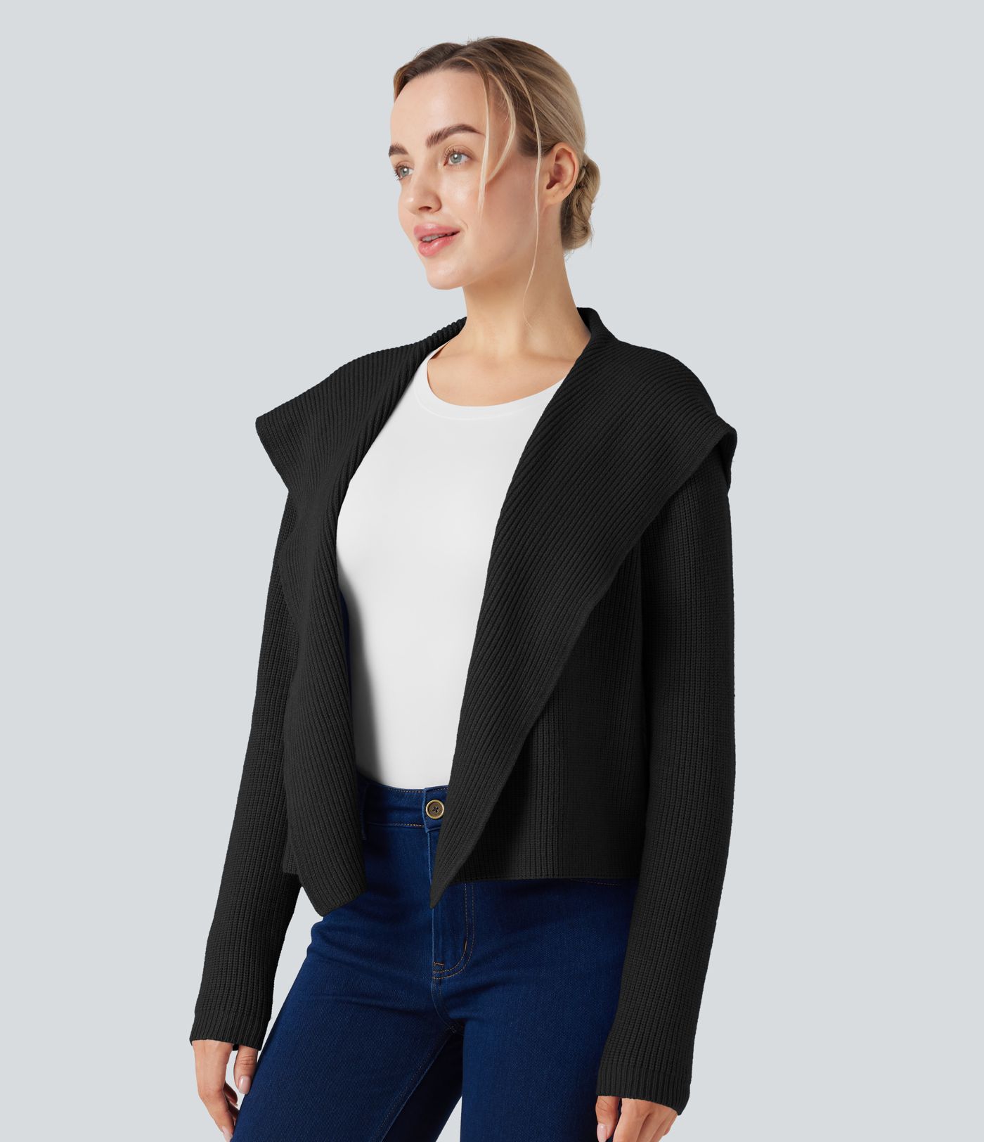 Hooded Long Sleeve Open Front Casual Cardigan