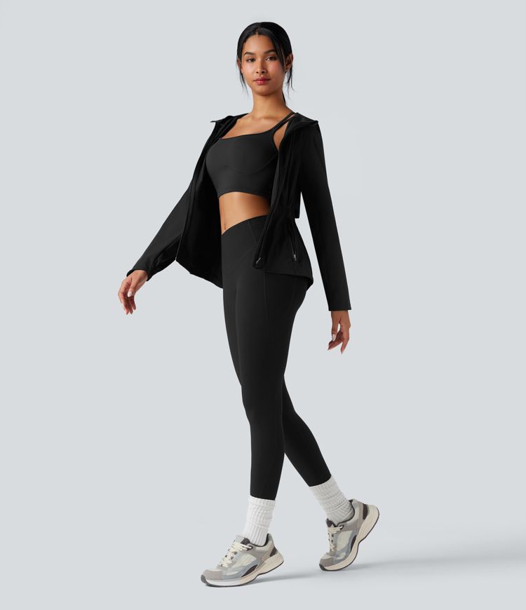 Water Repellent Abrasion-resistant Hooded Contrast Mesh Hiking Jacket with Pockets