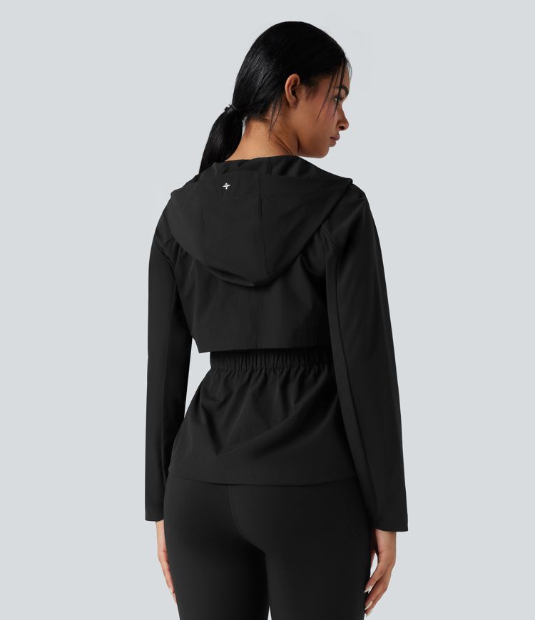 Water Repellent Abrasion-resistant Hooded Contrast Mesh Hiking Jacket with Pockets