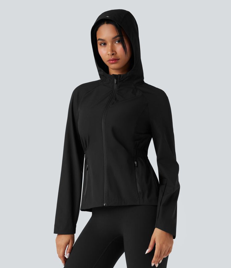 Water Repellent Abrasion-resistant Hooded Contrast Mesh Hiking Jacket with Pockets