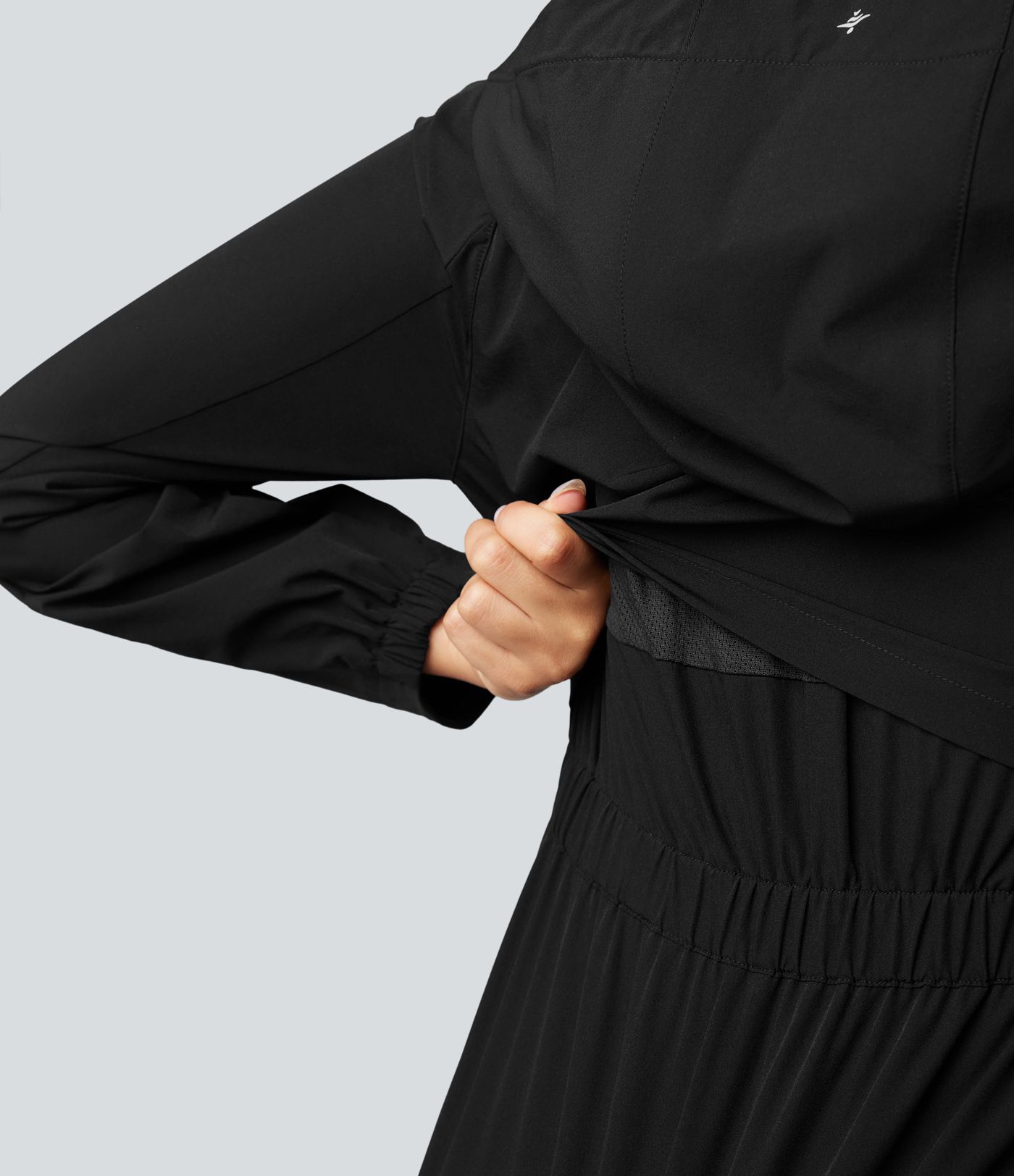 Water Repellent Abrasion-resistant Hooded Contrast Mesh Hiking Jacket with Pockets