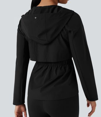 Water Repellent Abrasion-resistant Hooded Contrast Mesh Hiking Jacket with Pockets