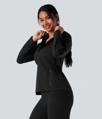 Water Repellent Abrasion-resistant Hooded Contrast Mesh Hiking Jacket with Pockets