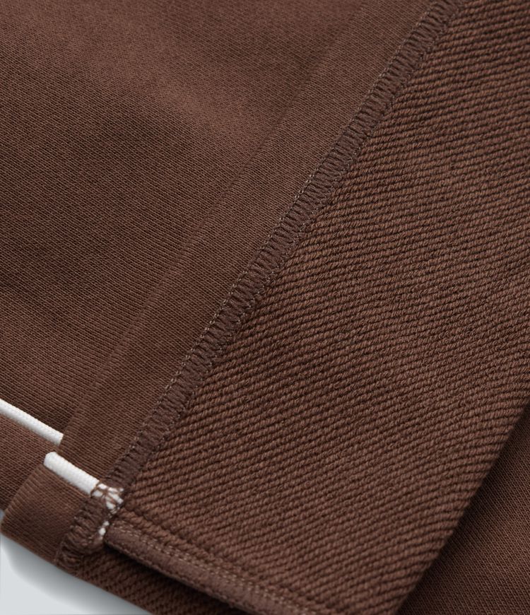 Pantalon coton coupe droite taille mi-haute color block avec cordon de serrage et poches