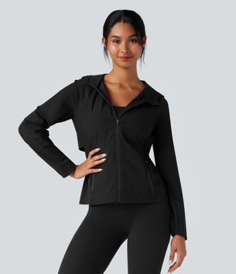 Water Repellent Abrasion-resistant Hooded Contrast Mesh Hiking Jacket with Pockets