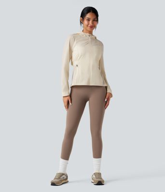 Water Repellent Abrasion-resistant Hooded Contrast Mesh Hiking Jacket with Pockets